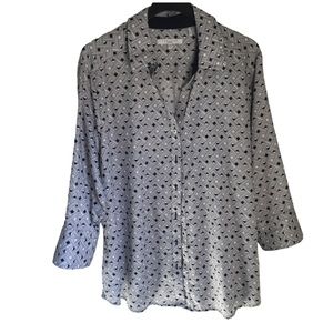 ❤️Foxcroft wrinkle free patterned button up blouse 14w shaped